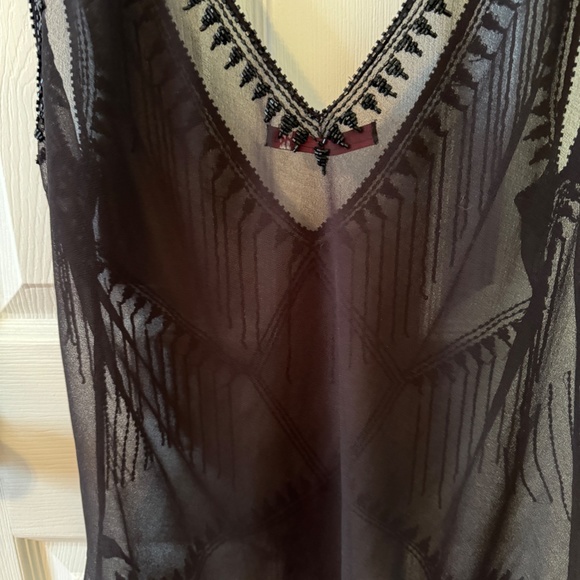 RK Women's Sheer Black Beaded Sleeveless Top - Size L - Picture 3 of 5